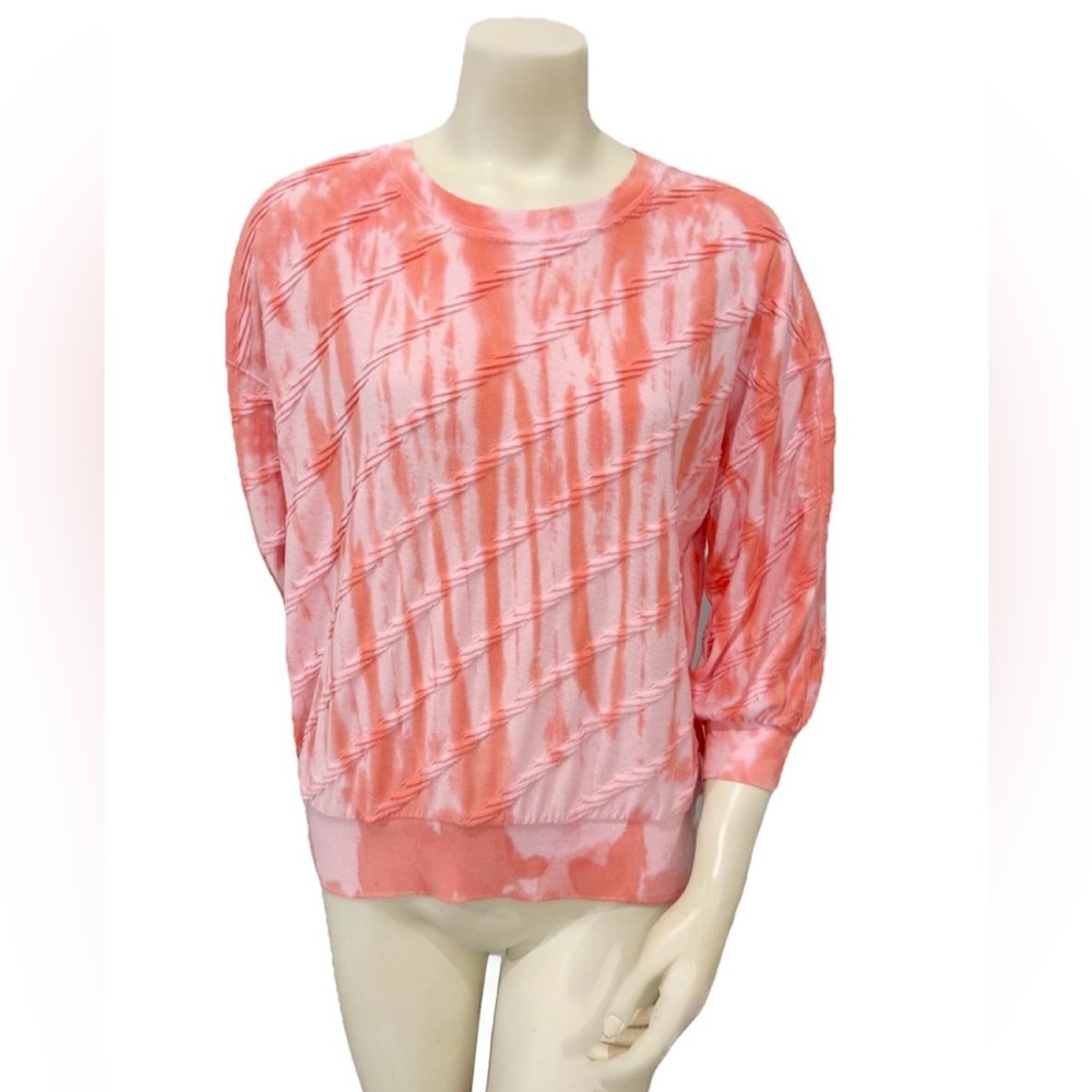 Saturday Sunday by Anthropologie Pink Tie-Dye Textured Sweatshirt | Size S